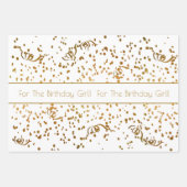 Birthday Gold Confetti Streamers Drie Sjabloon Inpakpapier Vel (Voorkant 3)