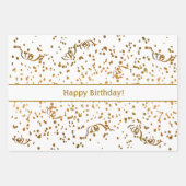 Birthday Gold Confetti Streamers Drie Sjabloon Inpakpapier Vel (Voorkant 2)
