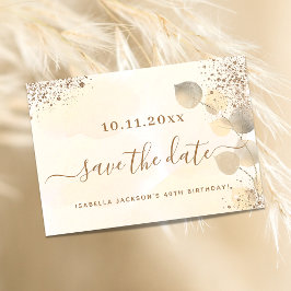 Birthday gold eucalyptus glitter save the date aankondiging