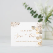 Birthday gold eucalyptus glitter save the date aankondigingskaart (Staand voorkant)