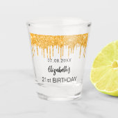 Birthday gold glitter drift name shot glas (Voorkant)