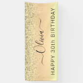 Birthday Gold Glitter Girly Modern Spandoek (Verticaal)