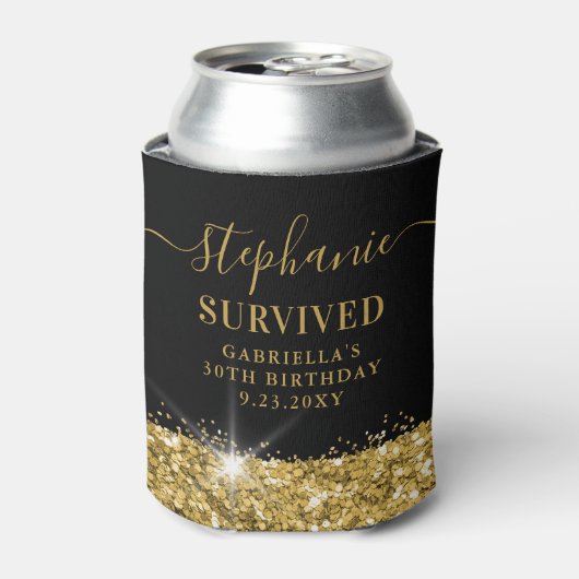 Birthday Gold Glitter Personalized Funny Favor Blikjeskoeler (Blikje Voorkant)