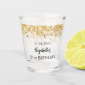 Birthday gold glitter sparkles name shot glas (Voorkant)