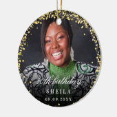 Birthday gold glitter sparters foto naam keramisch ornament (Links)