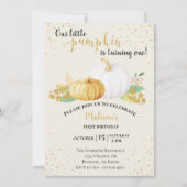 Birthday Gold Glitter White Pumpkin Herfst herfst Kaart (Voorkant)