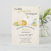 Birthday Gold Glitter White Pumpkin Herfst herfst Kaart (Staand voorkant)