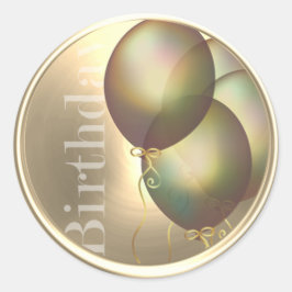 Birthday Gold Iridescent Balloons Envelope Seal Ronde Sticker