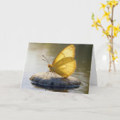 Birthday Golden Butterfly On a Rock in Water Kaart (Gele Bloem)