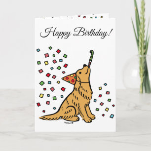 Birthday Golden Retriever Cartoon Kaart