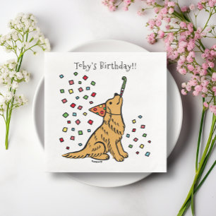 Birthday Golden Retriever Cartoon Servet
