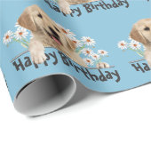 Birthday Golden Retriever en Daisies Cadeaupapier (Rol Hoek)