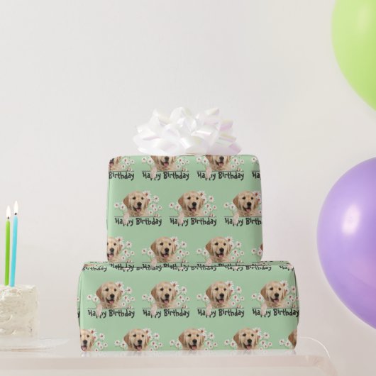 Birthday Golden Retriever en Daisies Cadeaupapier (Feestgeschenken)