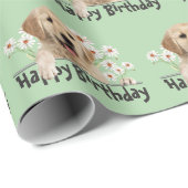 Birthday Golden Retriever en Daisies Cadeaupapier (Rol Hoek)