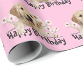 Birthday Golden Retriever en Daisies Cadeaupapier (Rol Hoek)