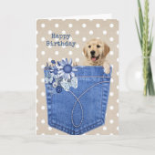Birthday Golden Retriever in Jean Pocket Kaart (Voorkant)