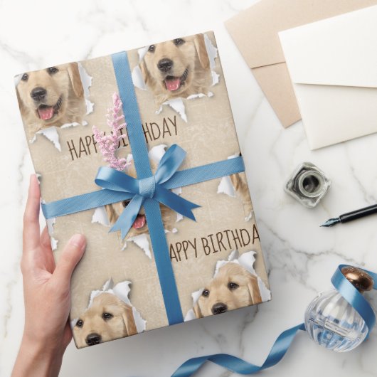 Birthday Golden Retriever in papieren hol Cadeaupapier (Geschenken)