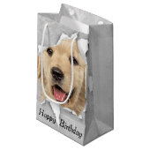 Birthday Golden Retriever in papieren hol Klein Cadeauzakje (Voorkant Gekanteld)
