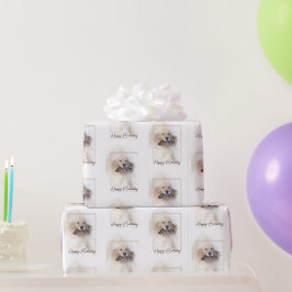 Birthday Golden Retriever met Leash Cadeaupapier