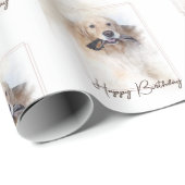 Birthday Golden Retriever met Leash Cadeaupapier (Rol Hoek)