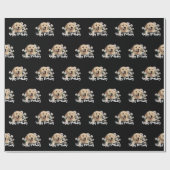 Birthday Golden Retriever op Black Cadeaupapier (Vlak)