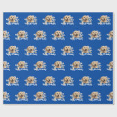 Birthday Golden Retriever op blauw Cadeaupapier (Vlak)