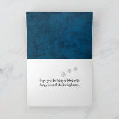 Birthday Golden Retriever op blauw leder Kaart (Binnen)