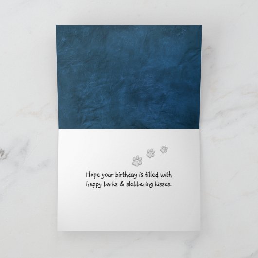 Birthday Golden Retriever op blauw leder Kaart (Binnen)