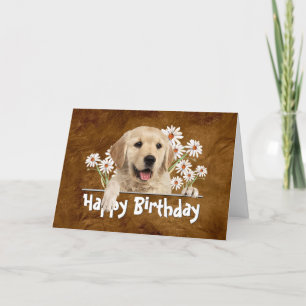 Birthday Golden Retriever op bruin leder Kaart