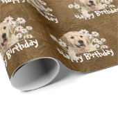Birthday Golden Retriever op leder Cadeaupapier (Rol Hoek)