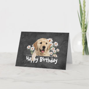 Birthday Golden Retriever op leder Kaart
