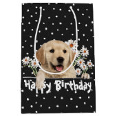 Birthday Golden Retriever op pokadots Medium Cadeauzakje (Voorkant)