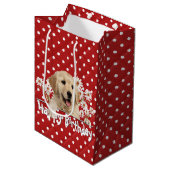 Birthday Golden Retriever op pokadots Medium Cadeauzakje (Voorkant Gekanteld)