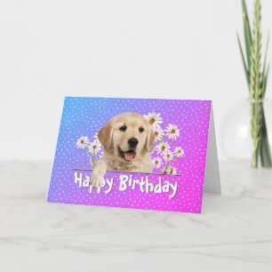 Birthday Golden Retriever op Polka Dots Kaart