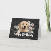 Birthday Golden Retriever op Polka Dots Kaart (Voorkant)