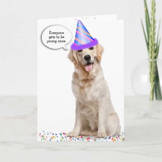 Birthday Golden Retriever op sterren Kaart (Voorkant)