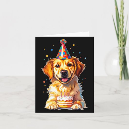 Birthday Golden Retriever, Party Dog  Kaart (Voorkant)