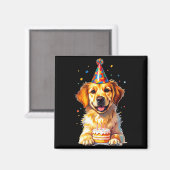 Birthday Golden Retriever, Party Dog Magneet (Voorkant / Achterkant)