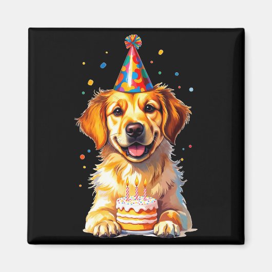 Birthday Golden Retriever, Party Dog Magneet (Voorkant)