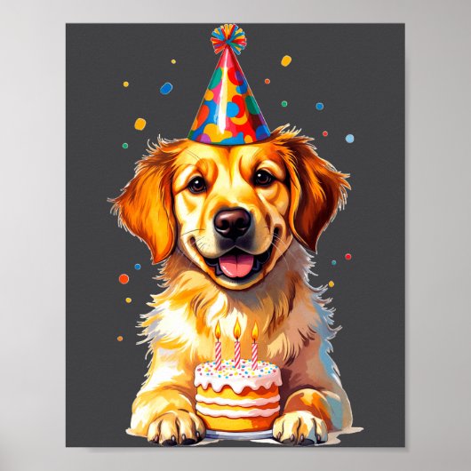 Birthday Golden Retriever, Party Dog Poster (Voorkant)