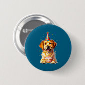 Birthday Golden Retriever, Party Dog  Ronde Button 5,7 Cm (Voorkant /achterkant)