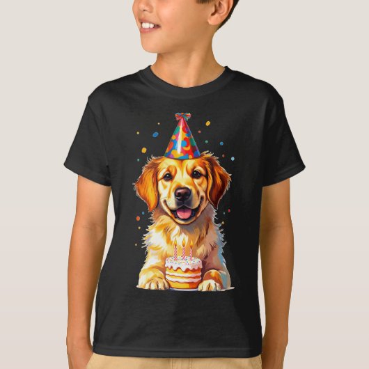 Birthday Golden Retriever, Party Dog T-shirt (Voorkant)