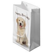 Birthday Golden Retriever puppy on White Klein Cadeauzakje (Voorkant Gekanteld)