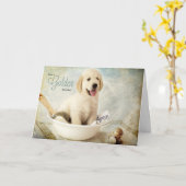 Birthday Golden Retriever Puppy Spa Theme Kaart (Gele Bloem)