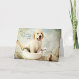 Birthday Golden Retriever Puppy Spa Theme Kaart
