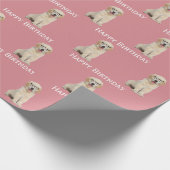 Birthday Golden Retriever Puppy with Glasses Wrap Cadeaupapier (Hoek)