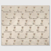 Birthday Golden Retriever Puppy with Glasses Wrap Cadeaupapier (Vlak)
