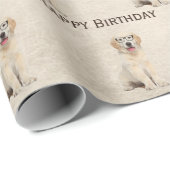 Birthday Golden Retriever Puppy with Glasses Wrap Cadeaupapier (Rol Hoek)