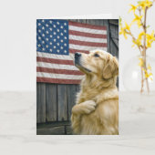 Birthday Golden Retriever With Flag Kaart (Gele Bloem)