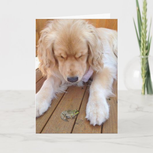 Birthday Golden Retriever with Frog card Kaart (Voorkant)